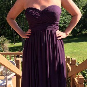 Bill Levkoff Long Bridesmaid/Formal Strapless Dress in Plum Color Size 12